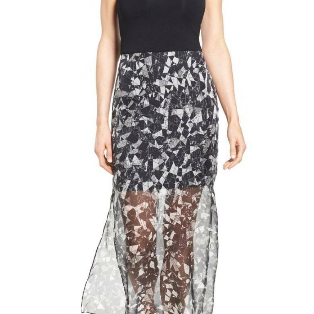 Vince Camuto Animal Print Black Maxi Dress